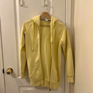 2010s TNA Long Zip-Up Sweatshirt in Pale Yellow